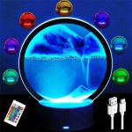 Moving Sand Art Picture Desk lamp, 3D Hourglass Deep Sea Sand scape, Quick sand  Decor Lamp